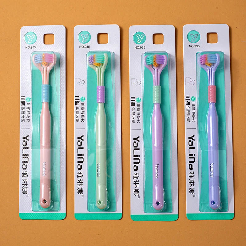 Soft Bristle Tri-Angle Toothbrush with customizable features for deep cleaning and travel convenience