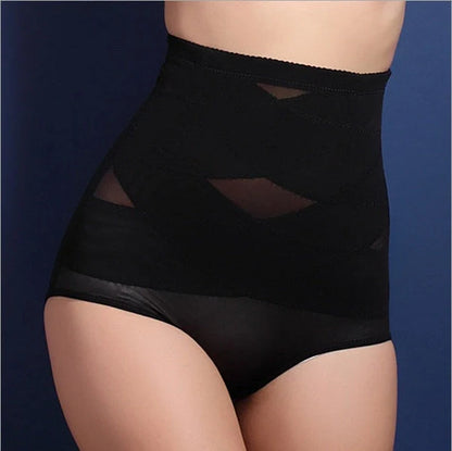 Women's high waist postpartum belly shaping pants in black and beige for comfort and support.