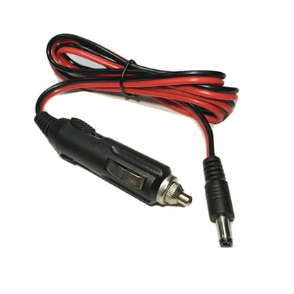 Black 12V car charging cable with cigarette lighter plug and DC5.5 connector for powering vehicle equipment