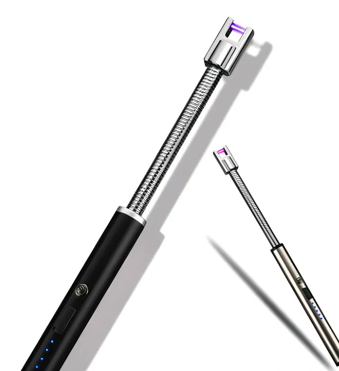 Black USB rechargeable electric lighter with 360-degree rotating head for windproof flameless ignition