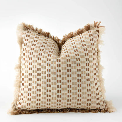45x45cm vintage woven throw pillow with square design on sofa