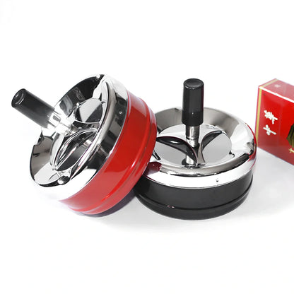 Windproof alloy ashtray with minimalist design in black colour showing 15cm diameter