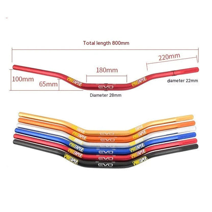 Aluminium alloy scrambling motorcycle handlebar, 28mm diameter, 80cm wide, 10cm rise, in EVO orange finish.