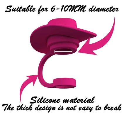 Stylish Cowboy Hat Straw Covers - Reusable drink toppers made from premium silicone for outdoor fun and fresh beverages
