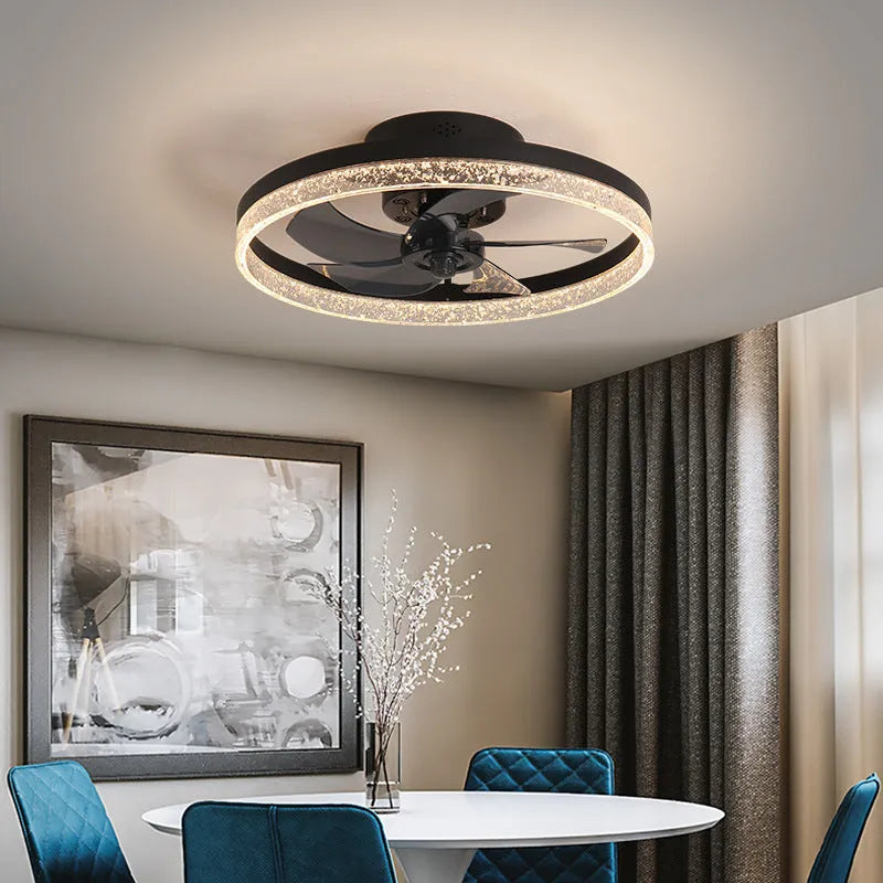 Nordic-style 50cm ceiling fan lamp with integrated LED light in a choice of colours.