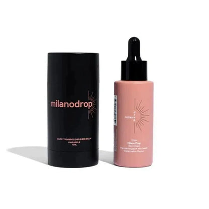 Matte Sun Tanning Black Liquid set with 50ml tanning drops bottle and 75ml tanning flash cream tube