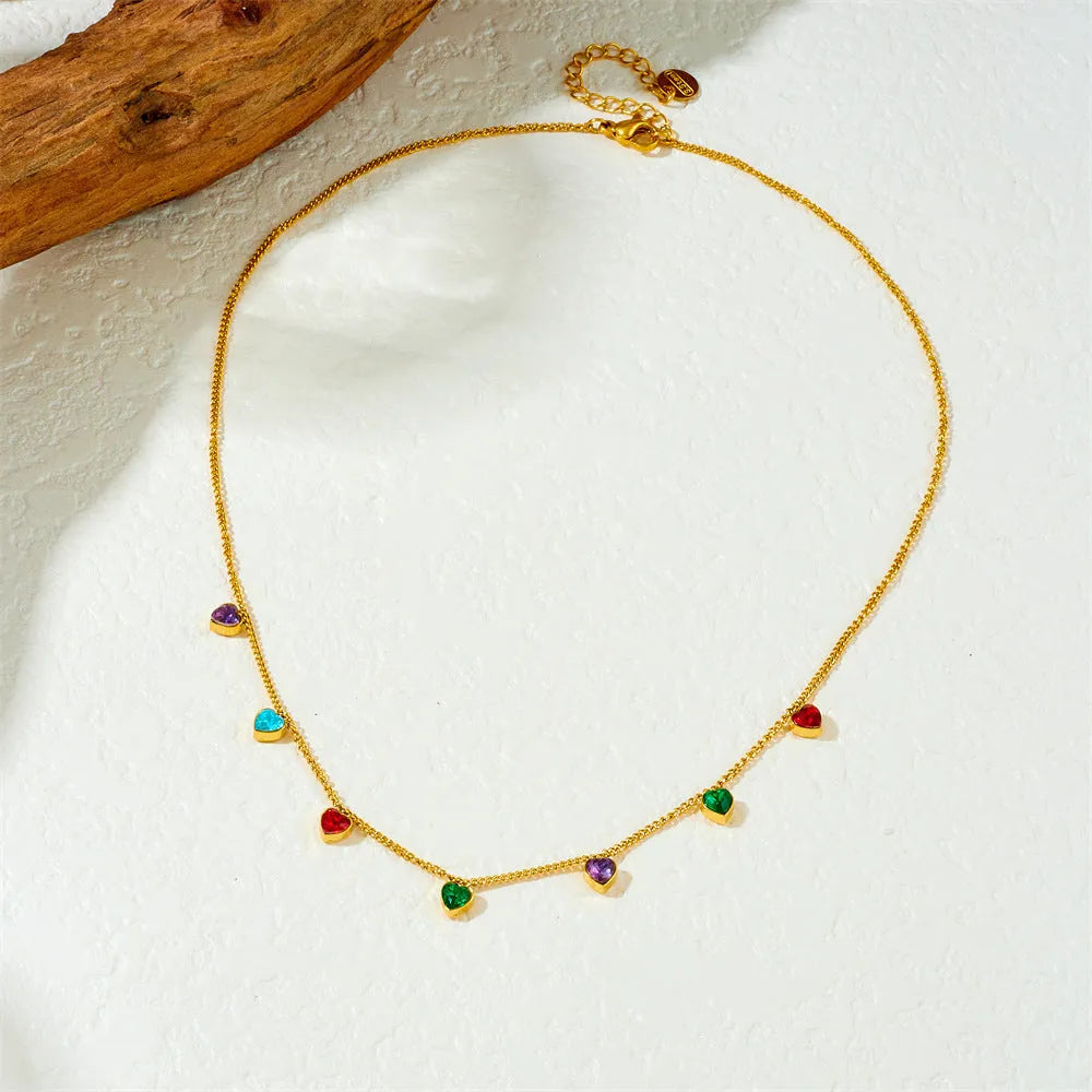 Gold-plated stainless steel necklace with heart pendant on adjustable 41-50 cm chain