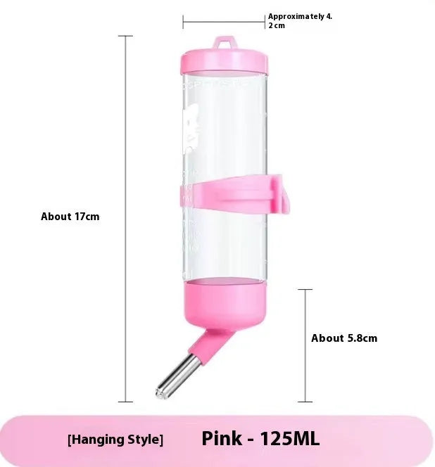 Green plastic ball kettle pet water feeder with leak-proof metal ball valve, shown alongside yellow, pink, white, and sky blue colour options.
