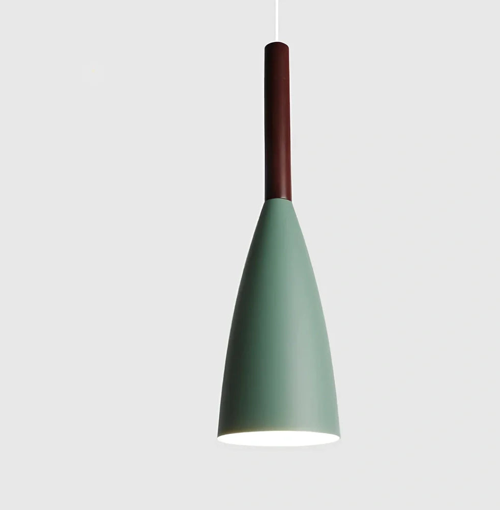 Nordic pendant light with adjustable suspension in black, grey, green, or white with aluminium construction