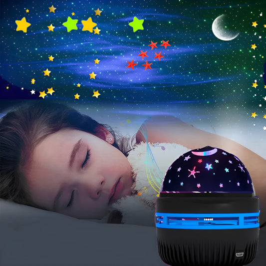 Mini crystal magic ball projector showing aurora water pattern and starry sky lighting effects