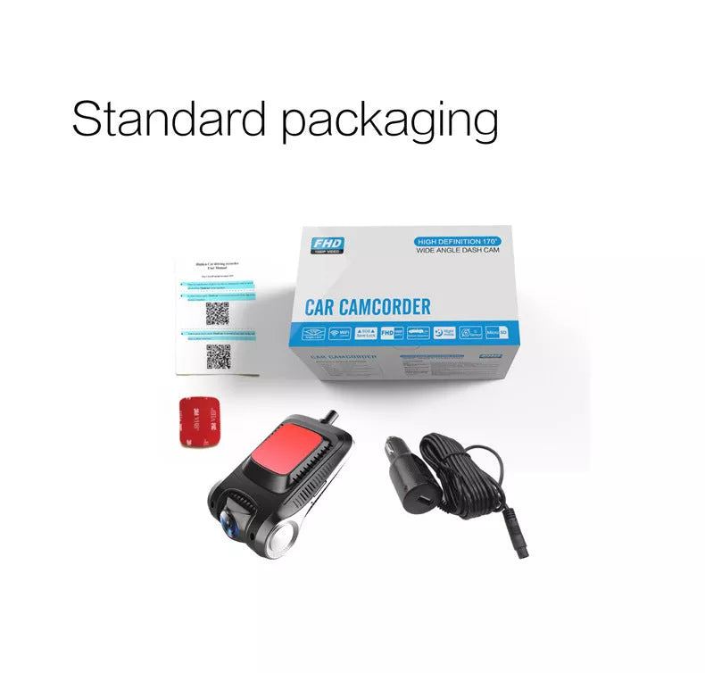 Black FHD1080P night vision dash cam with wide-angle lens