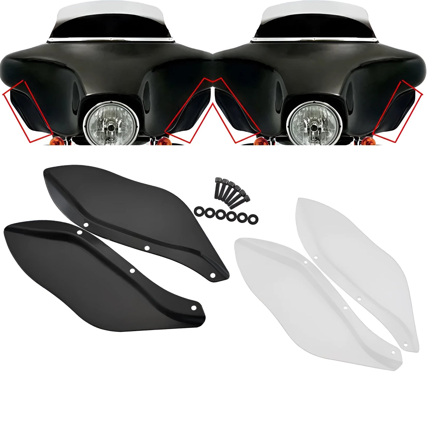 Harley motorcycle black ABS plastic side wind deflector wings for Touring models