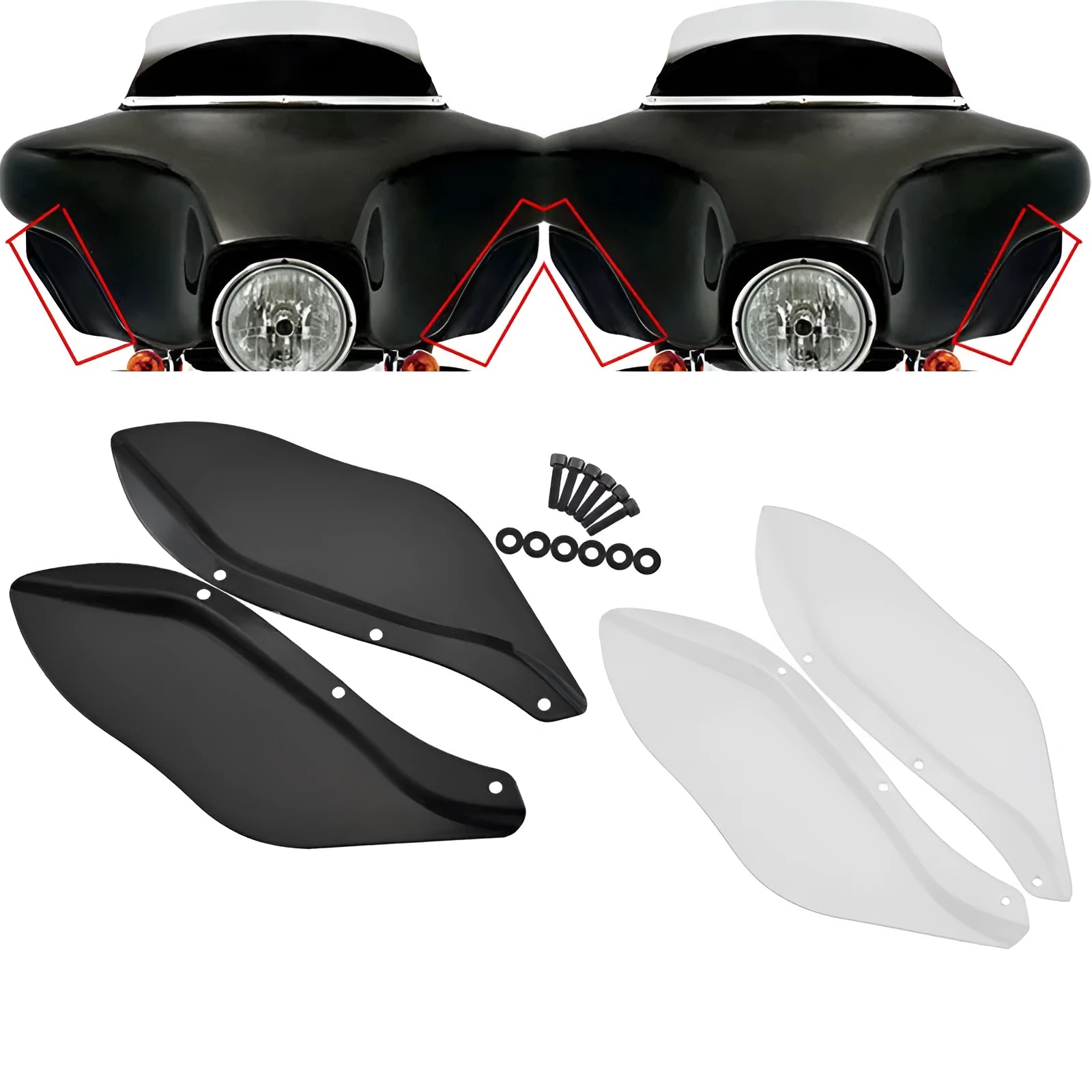 Harley motorcycle black ABS plastic side wind deflector wings for Touring models