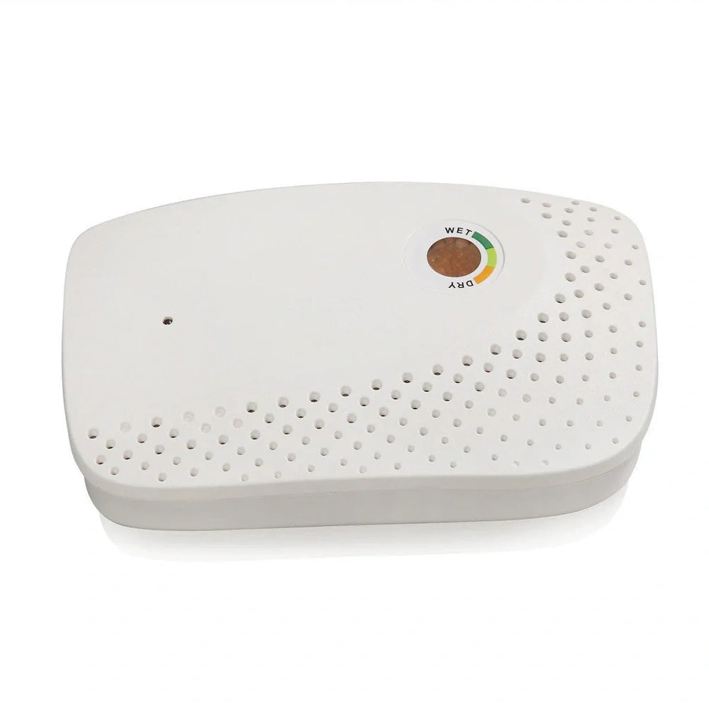 White mini dehumidifier with indicator light for spaces under 10 square metres