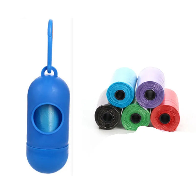 Multi-colour dog waste cleanup bags showing black, blue, green, pink, and red variants in 22.5x30cm size