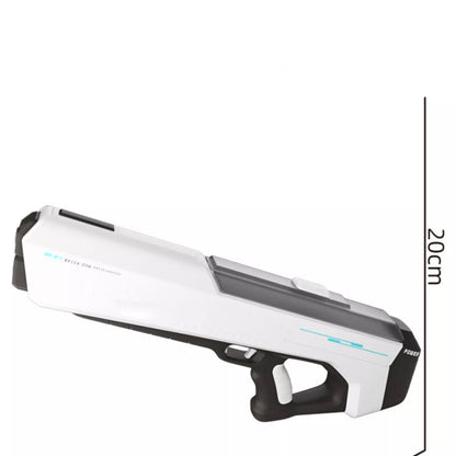 Electric water gun toy in sky blue, cherry pink, and pearl white with 12-meter range