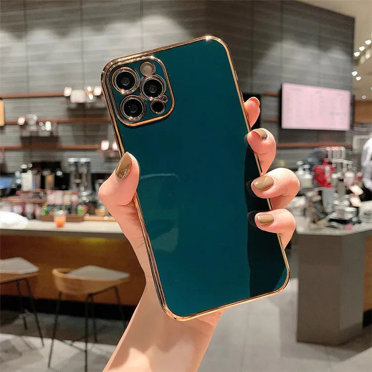 Luxury solid colour electroplated phone case for iPhone 13 with geometric graffiti design