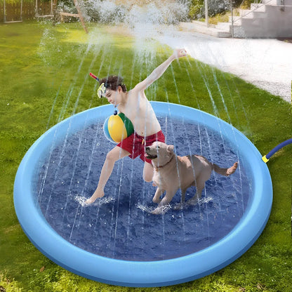 150cm blue non-slip PVC splash pad for kids and pets outdoor water play