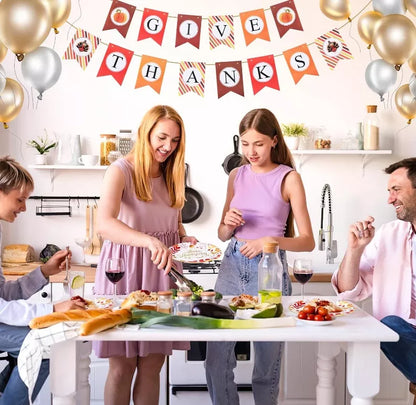 Red Thanksgiving plates and napkins set for holiday table settings
