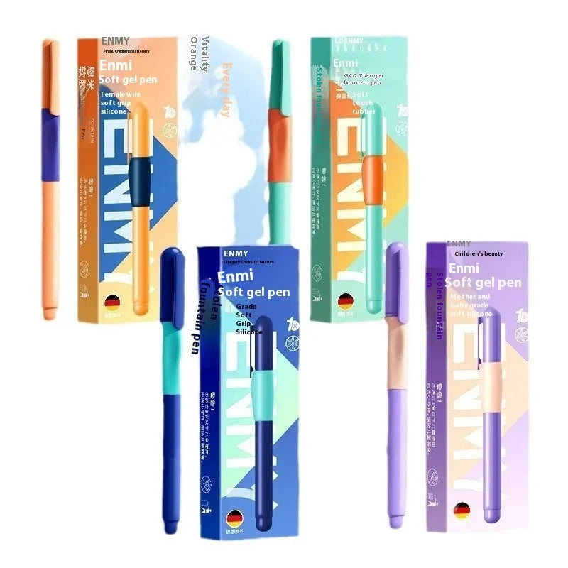 Student Posture Correction Pen with 15° angled grip and 0.5mm fine point in blue, green, purple, or orange