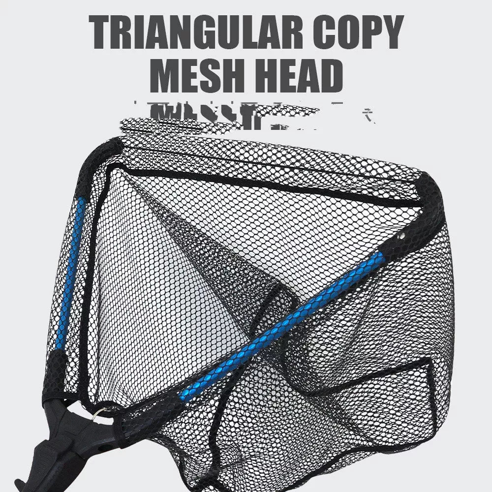 Aluminum alloy retractable triangle folding hand net for fishing, compact and durable design