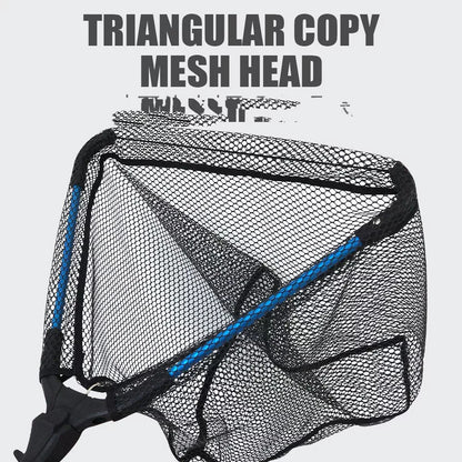Aluminum alloy retractable triangle folding hand net for fishing, compact and durable design