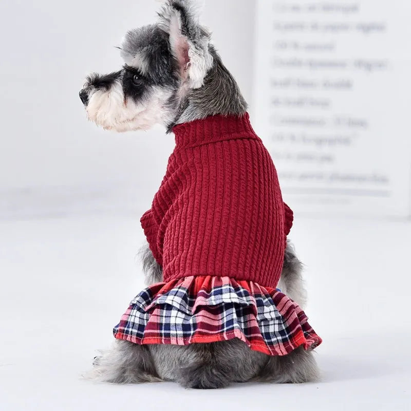 Dog princess skirt in British style for small and medium dogs, sizes XS to 3L, red black blue pink options