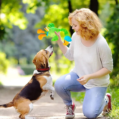Screaming chicken sound dog chew toy in durable rubber, approximately 15cm long