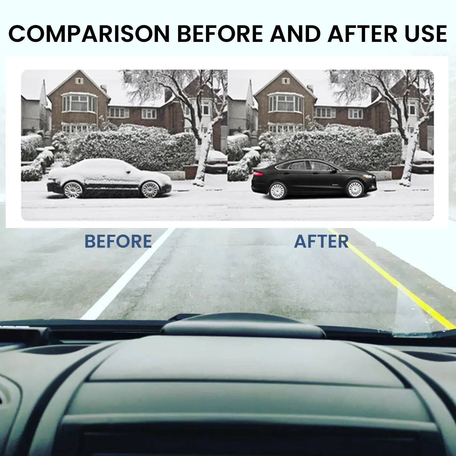 Black portable car snow melting tool with heating cable for deicing vehicle windows