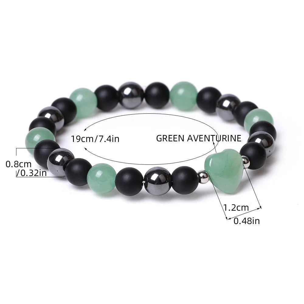 Lvdongling Tigereye hand-cut peach heart stone bracelet with cosmic moon and planet elements