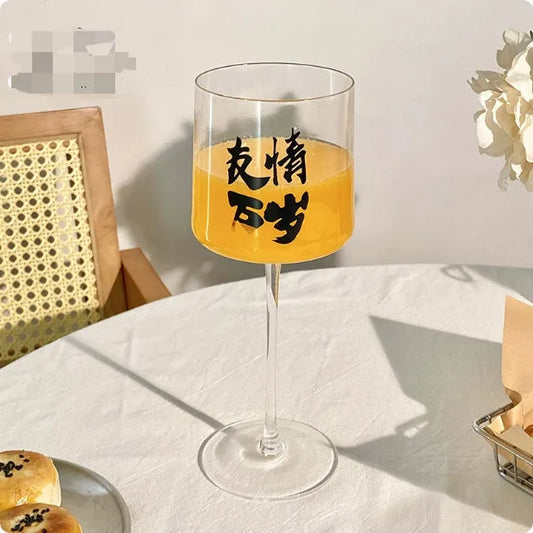 Medieval French design red wine glass with bamboo-inspired stem and wide bowl for wine aeration