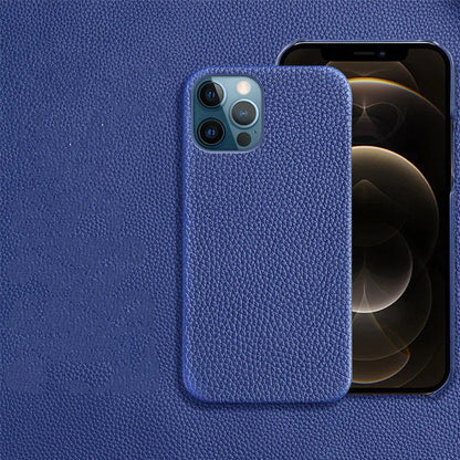 Genuine leather protective mobile phone case for Apple iPhone in multiple colours, showing half-line break design.