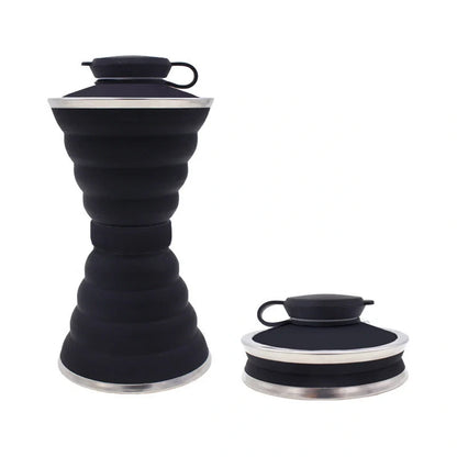 500ml foldable silicone water bottle cup in various colors, perfect for travel and outdoor activities