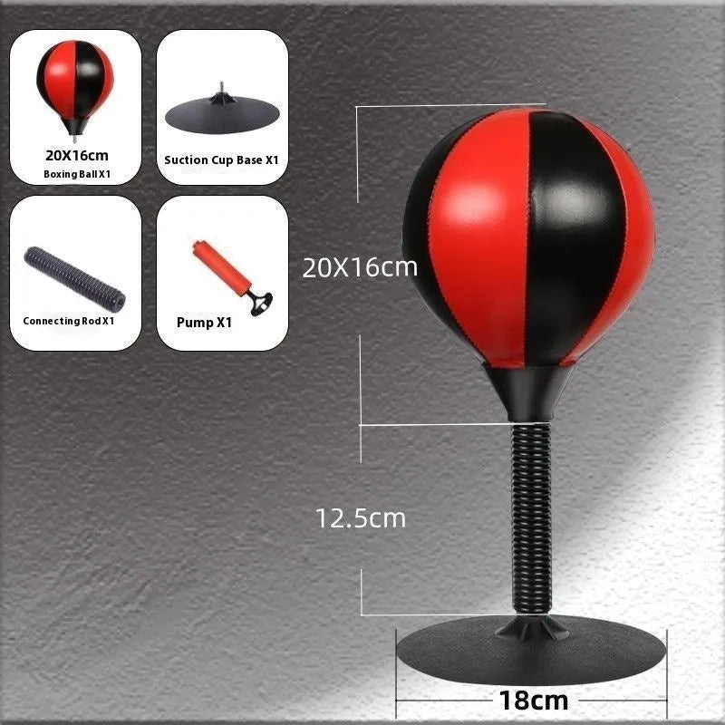 Tabletop boxing speed ball with suction cup base and inflatable PU leather ball in Burst Bear design