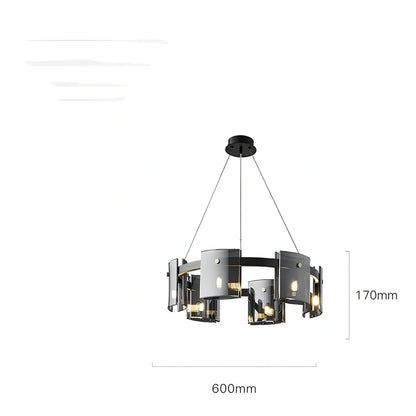 Glass fish-shaped LED chandelier with adjustable height mechanism and multiple light sources