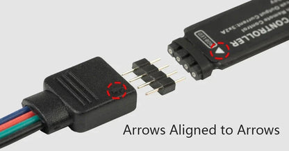 Flexible RGB LED strip lights with Bluetooth control showing colour changing effects on TV backlighting installation