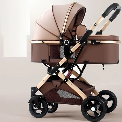 Two-way reversible baby stroller with aluminium frame and rubber wheels in dark blue colour