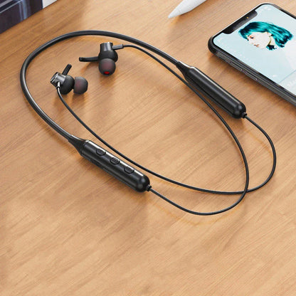 Premium Bluetooth neckband headphones with magnetic clasp for seamless portability and high-quality wireless audio