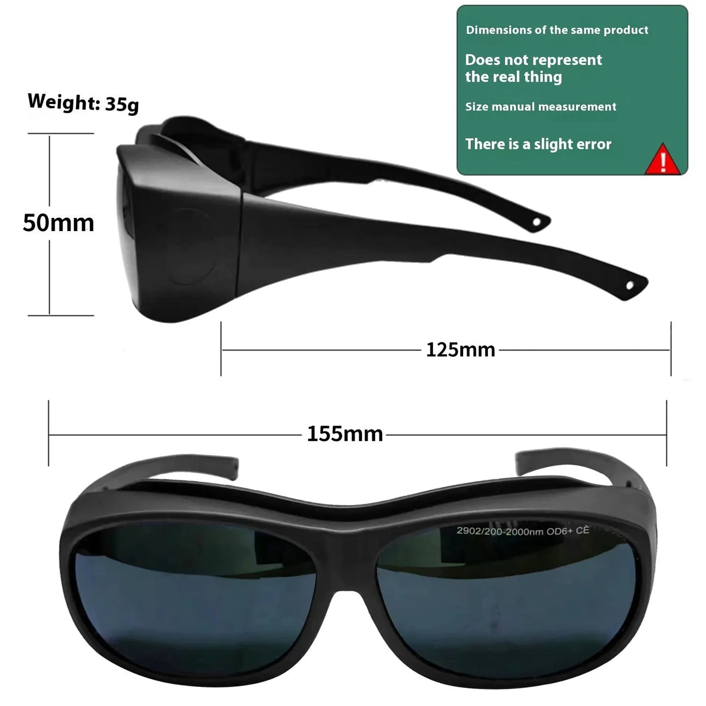 Photon skin rejuvenation laser protection goggles with 200-2000nm filtering and polycarbonate construction