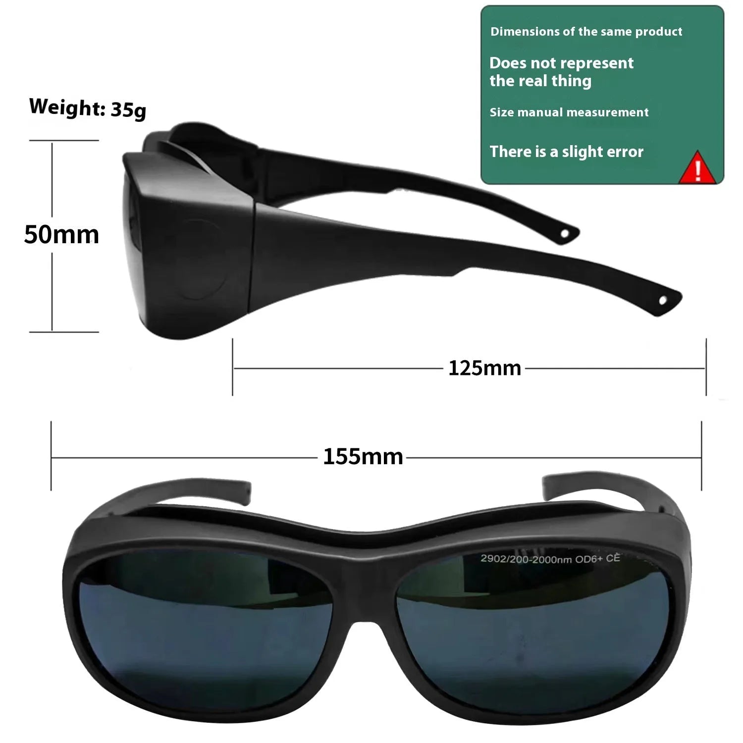Photon skin rejuvenation laser protection goggles with 200-2000nm filtering and polycarbonate construction