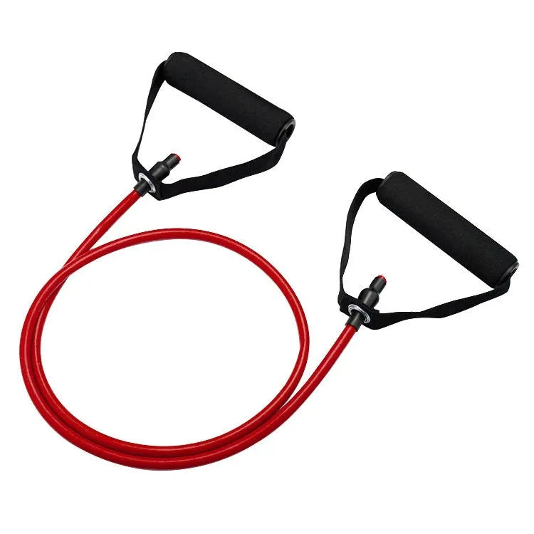 Adjustable chest expander with colour-coded TPE tension rope showing 10LB to 30LB resistance options
