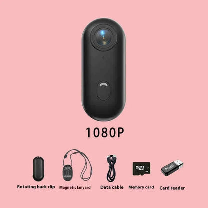 H88 mini 4K black action camera with magnetic mount and waterproof case on a bicycle helmet