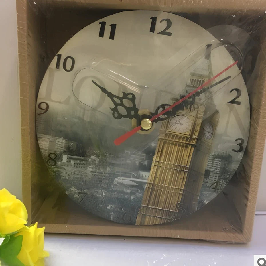 12cm wooden table clock with 24-hour display in seven colour options