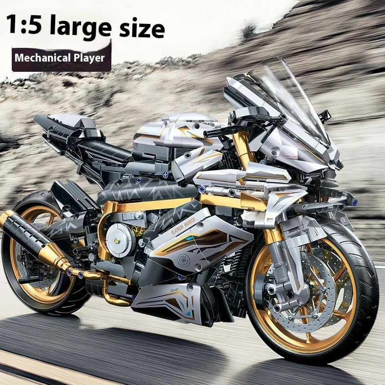 88817-piece plastic building blocks assembled into platinum BMW motorcycle model for teenagers