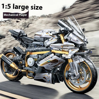 88817-piece plastic building blocks assembled into platinum BMW motorcycle model for teenagers