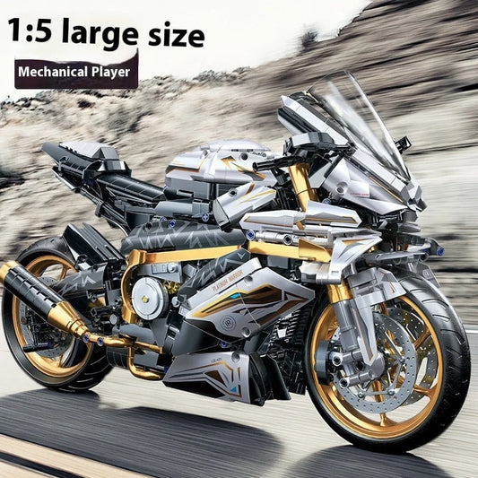 88817-piece plastic building blocks assembled into platinum BMW motorcycle model for teenagers