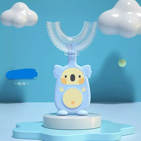 Zhuanzhuanxiong Children's U-shaped Silicone Toothbrush in vibrant koala designs