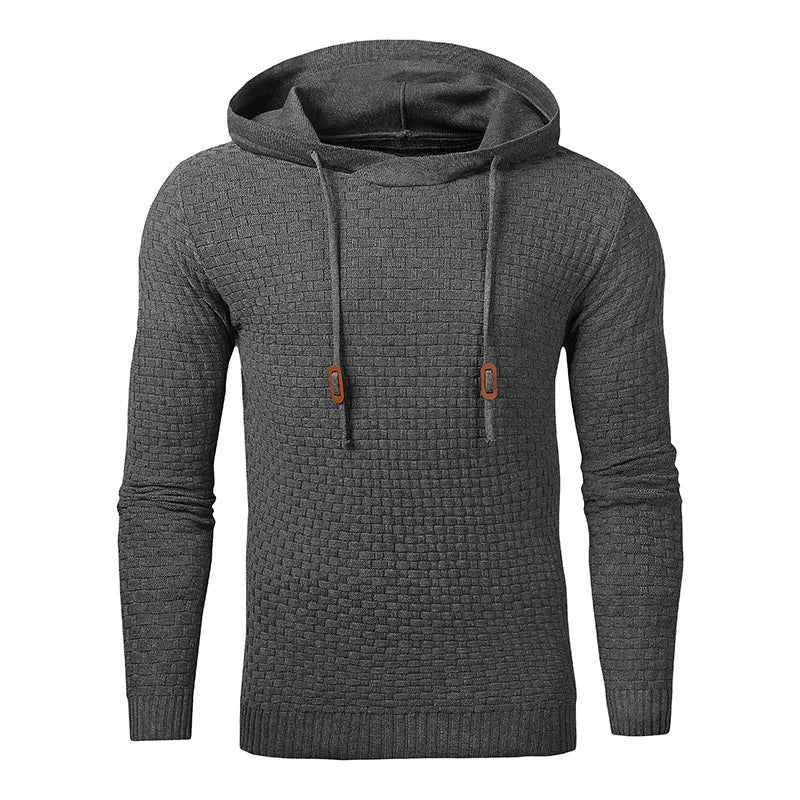 Men's hooded sweatshirt hoodie sweater in Asian sizes with multiple colour options including black, brown, dark grey, green, khaki, light grey, navy blue, red and white, available in sizes S to 3XL, made from a cotton and polyester blend fabric.