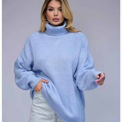Women's high neck pullover sweater in imitation cashmere fabric with 3D pattern, available in six colours
