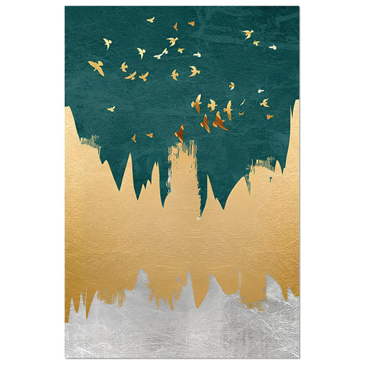 Abstract landscape canvas wall art showing size options from 10x15cm to 60x90cm with framed and unframed versions